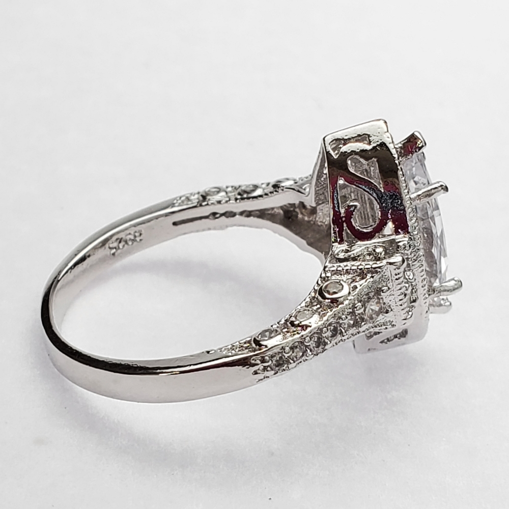 925 Silver Plated vintage Style Cocktail Ring - Picture 4 of 8